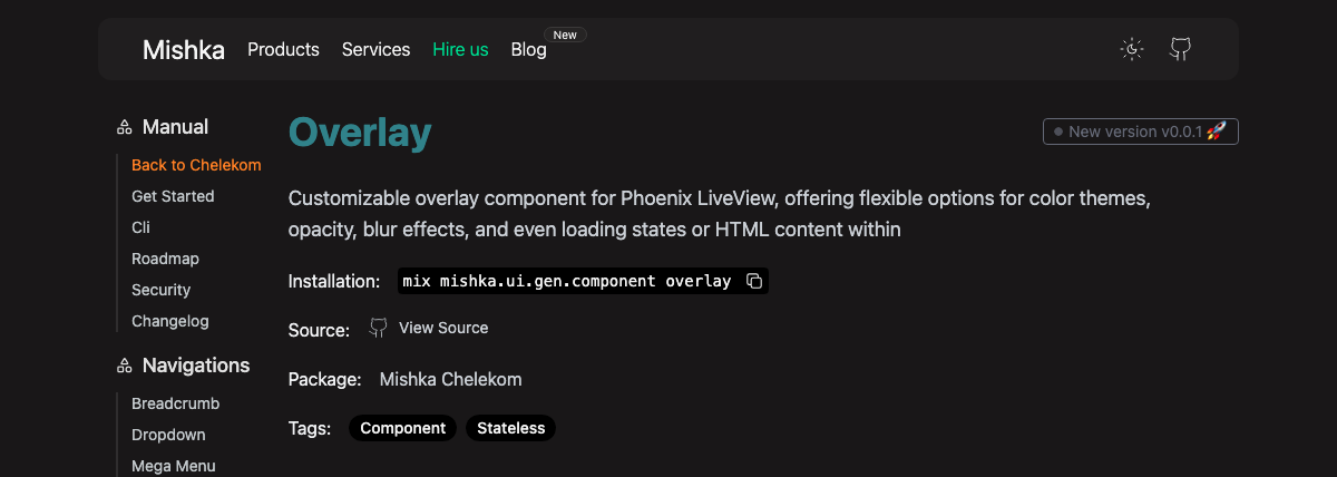 Overlay - Chelekom Phoenix & LiveView component