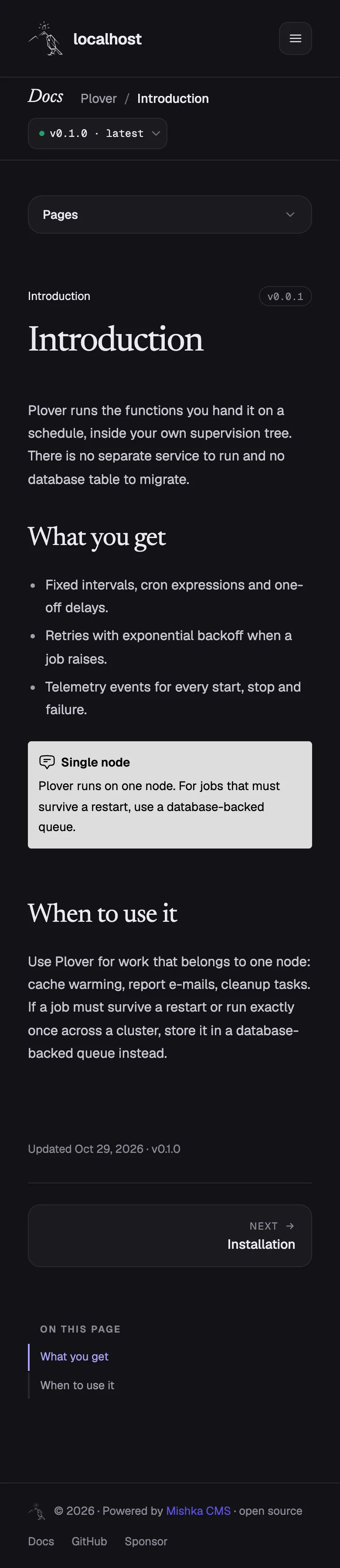 The same kind of page on a phone.