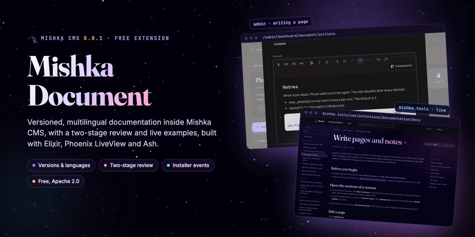 Mishka Document 0.0.1: Versioned Docs Engine for Phoenix LiveView
