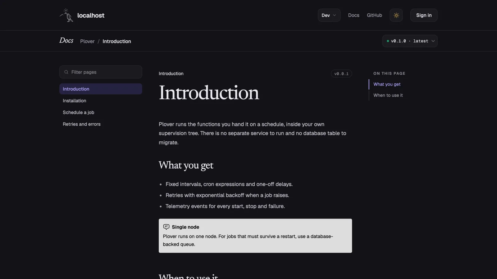 A documentation page with the contents on the left, On this page on the right, and a Mishka Chelekom alert placed in the text