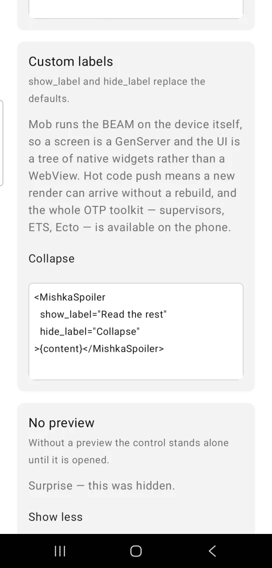 A long paragraph shown in full with a control labelled Collapse underneath.